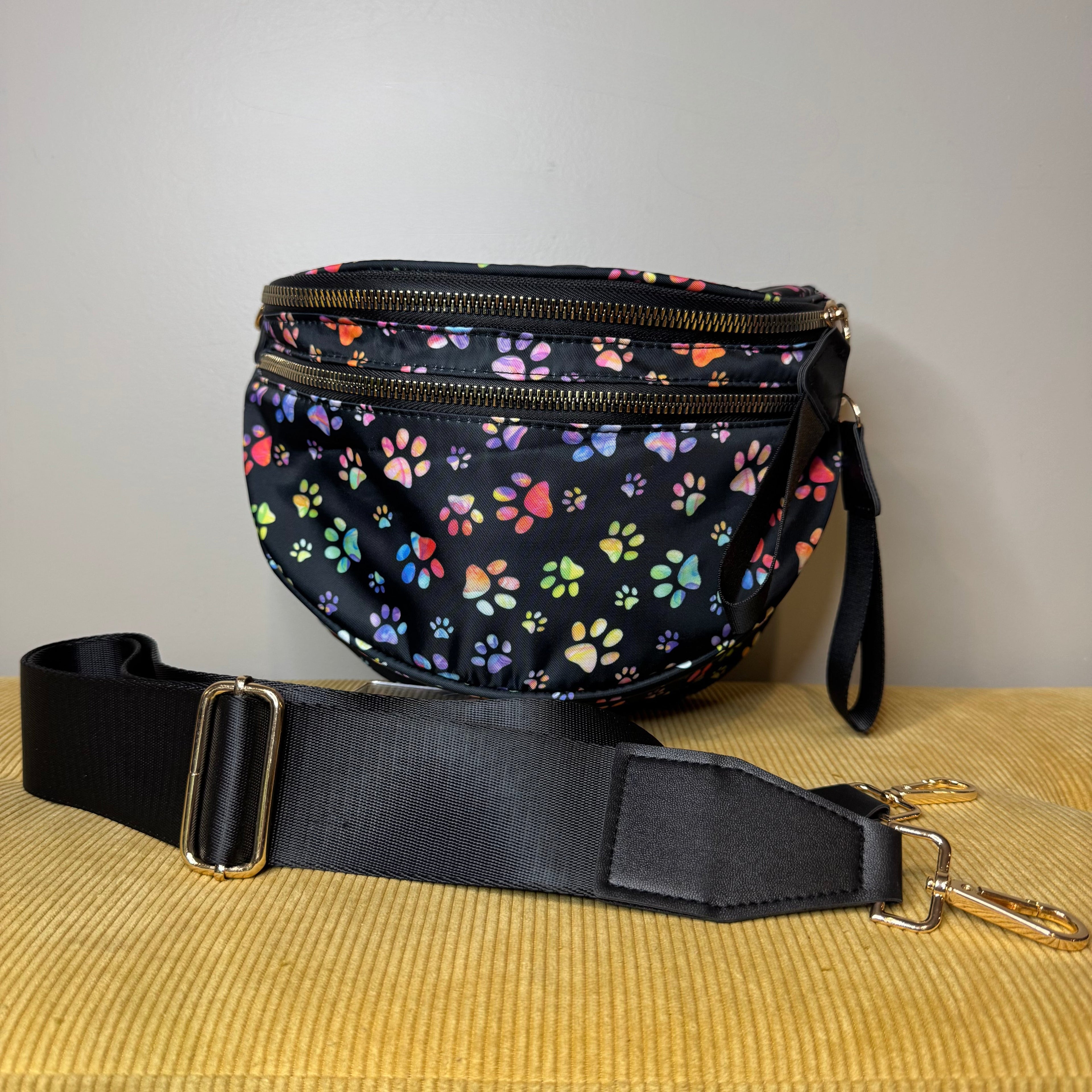 The Roni Nylon Crossbody - Rainbow Paw Print