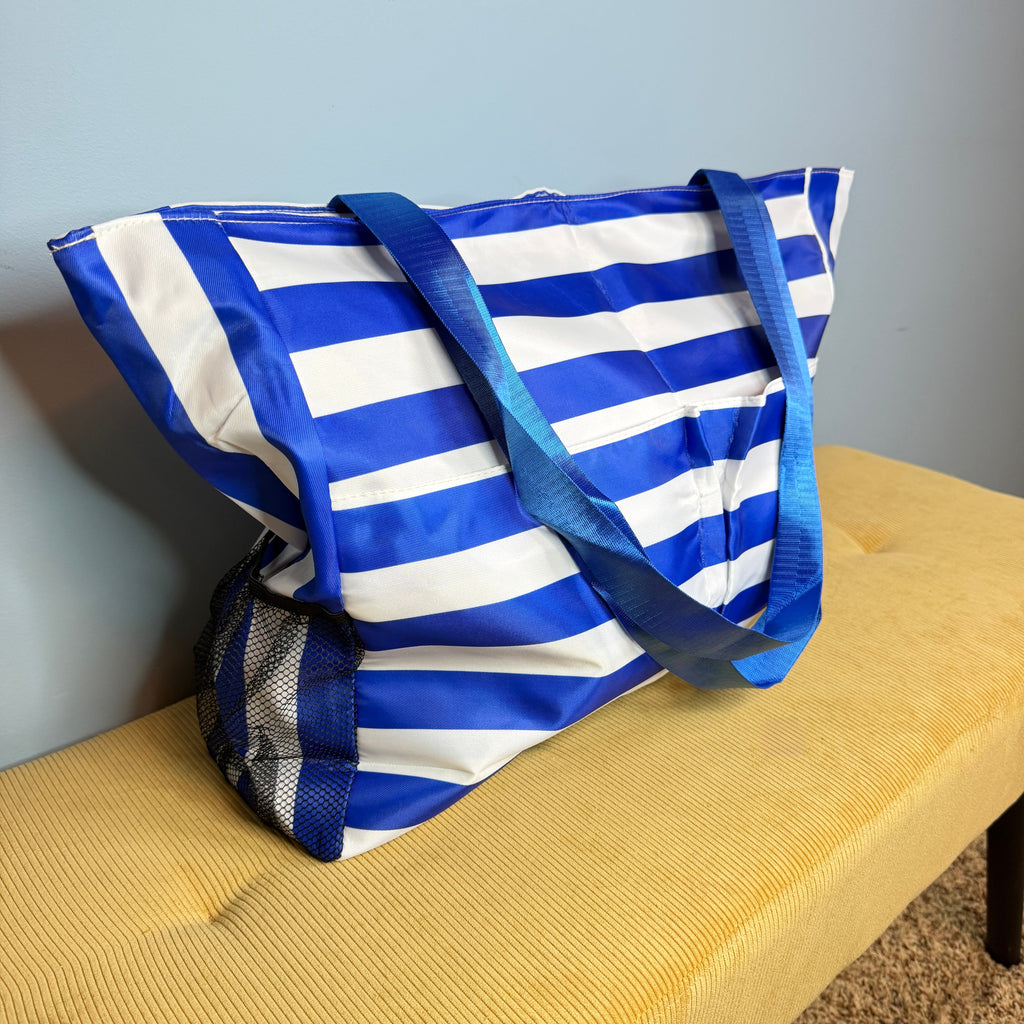 Tote Bag - Summer Stripes - Medium Blue