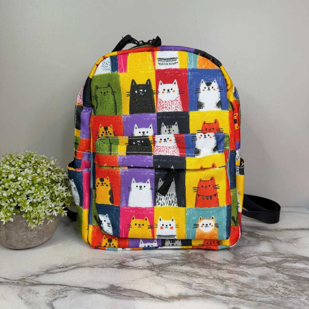 Mini Backpack - Cat Squares