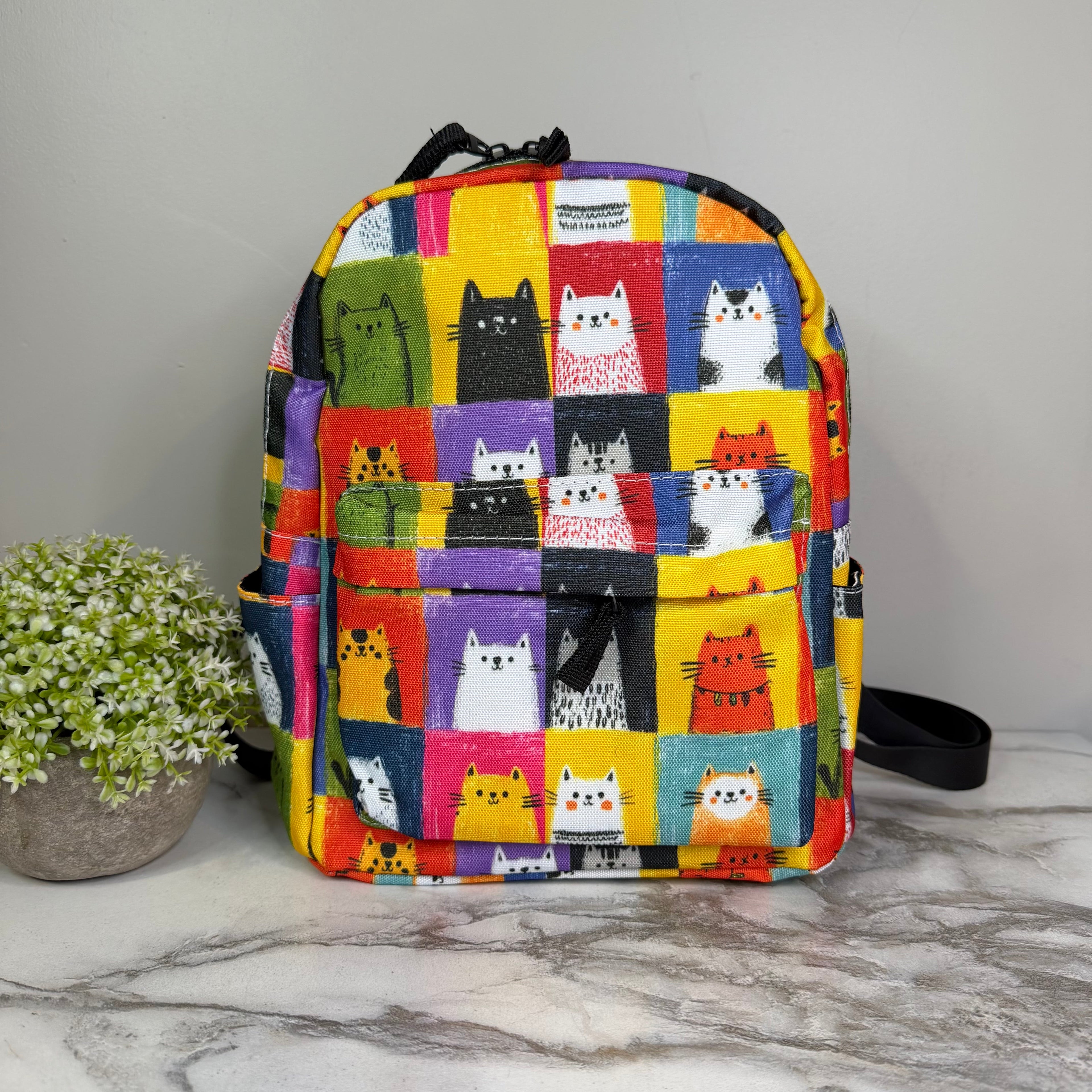 Mini Backpack - Cat Squares