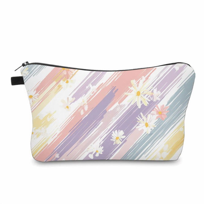 Pouch - Floral Pastel Stripe Daisy