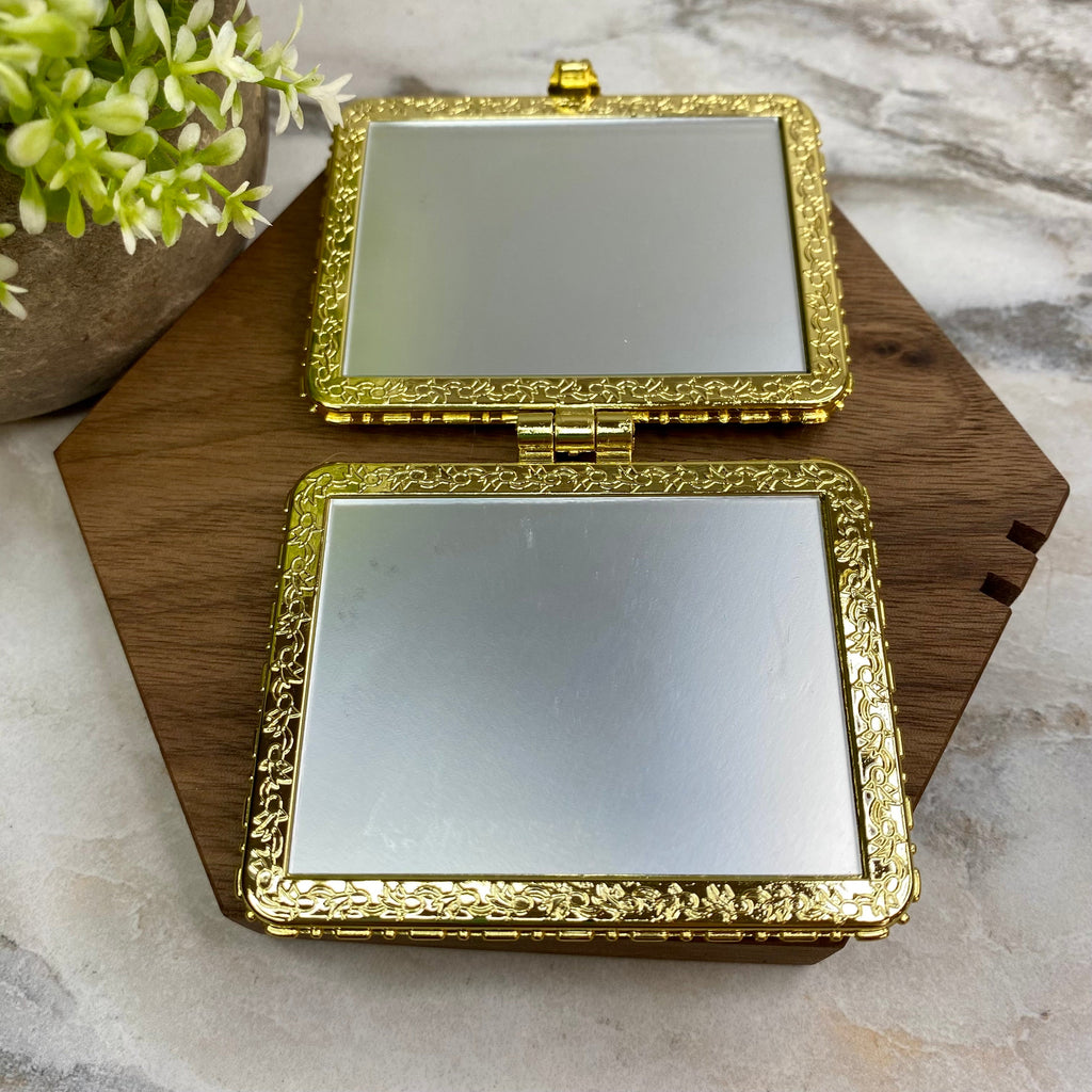 Compact Mirror - Black Floral (by shape)
