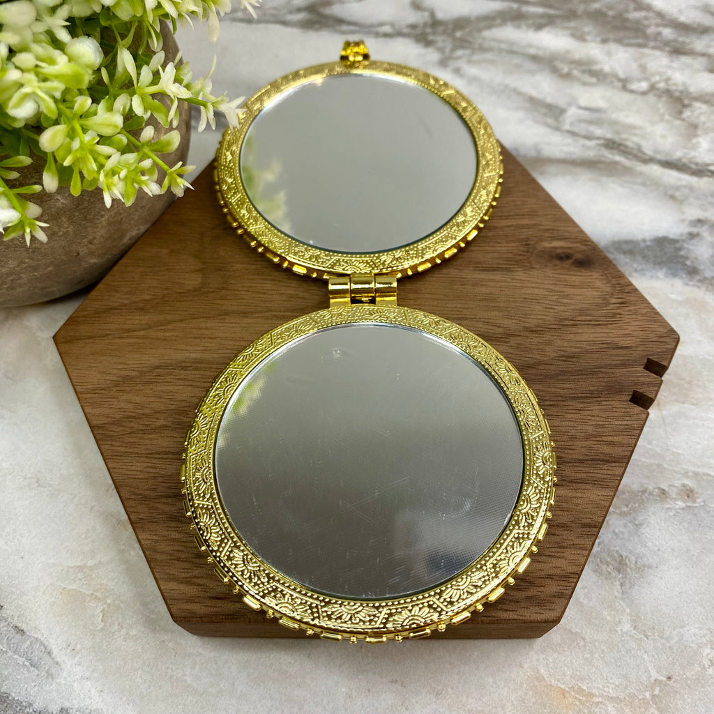 Compact Mirror - Black Floral (by shape)