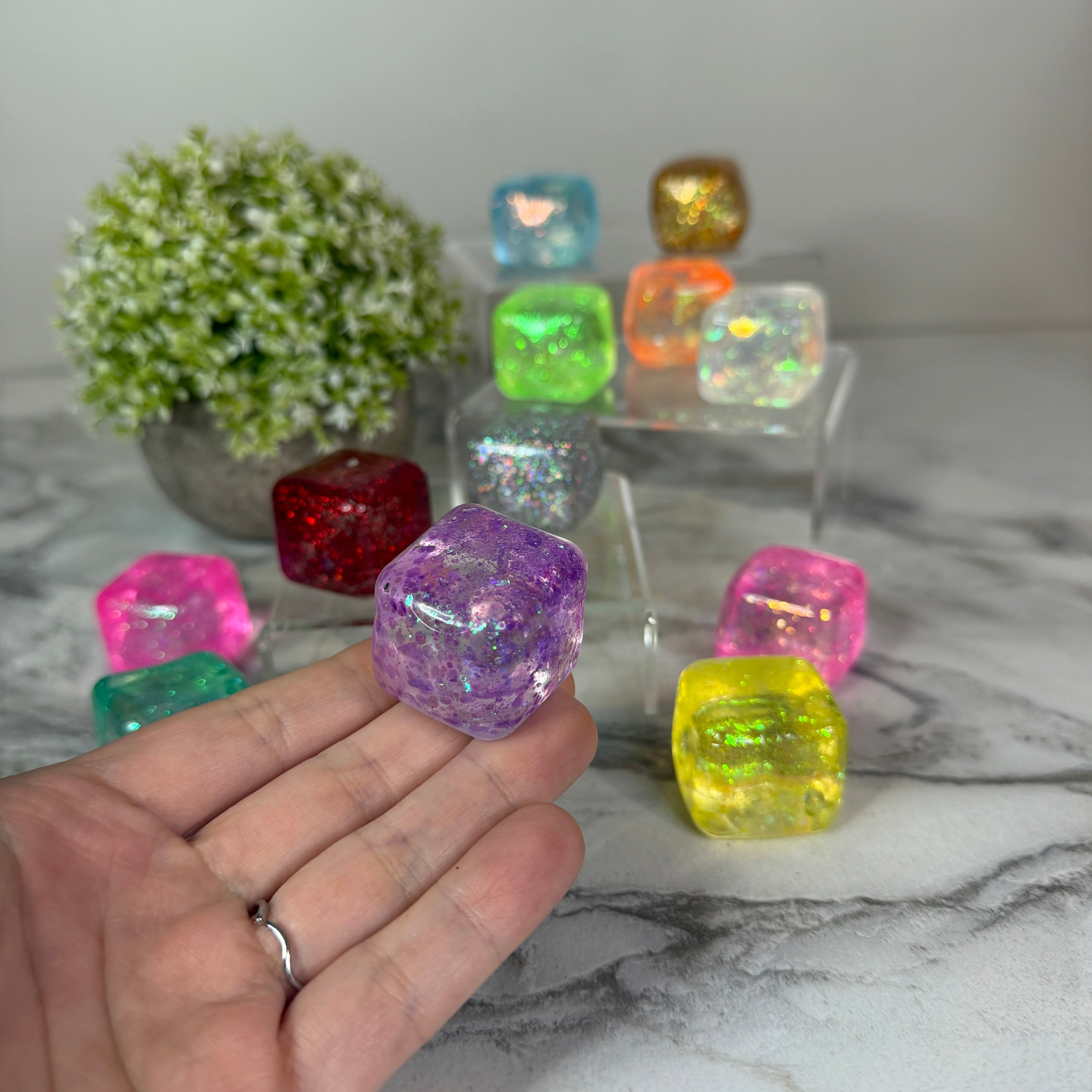 Squishy Toy - Ice Ice Baby Rounded Glitter Cube