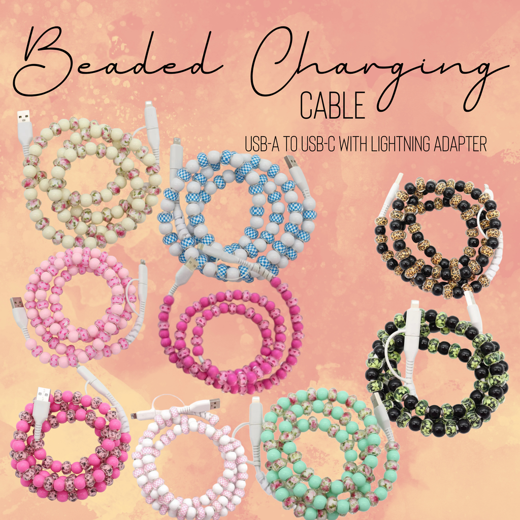 Charging Charger Cord - Beaded - Clear Design